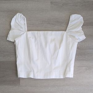 Gianni Bini White Ruffle-Sleeve Top